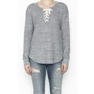 Splendid Womens Thermal Lace Up Top, Waffle Knit, Size Medium